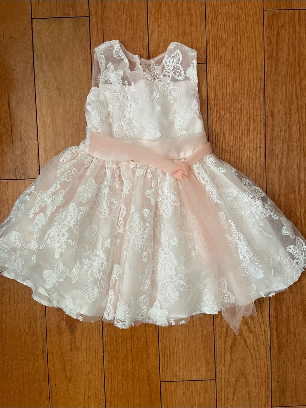 Jessica Simpson Pink and White Lace Tulle Party Dress